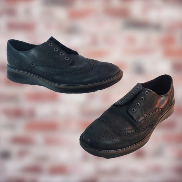 Ecco Shoes | Ecco Lhasa Hybrid Wingtip Black Dress Shoes Men's 11 | Color: Black | Size: 11 | Isobolo's Closet